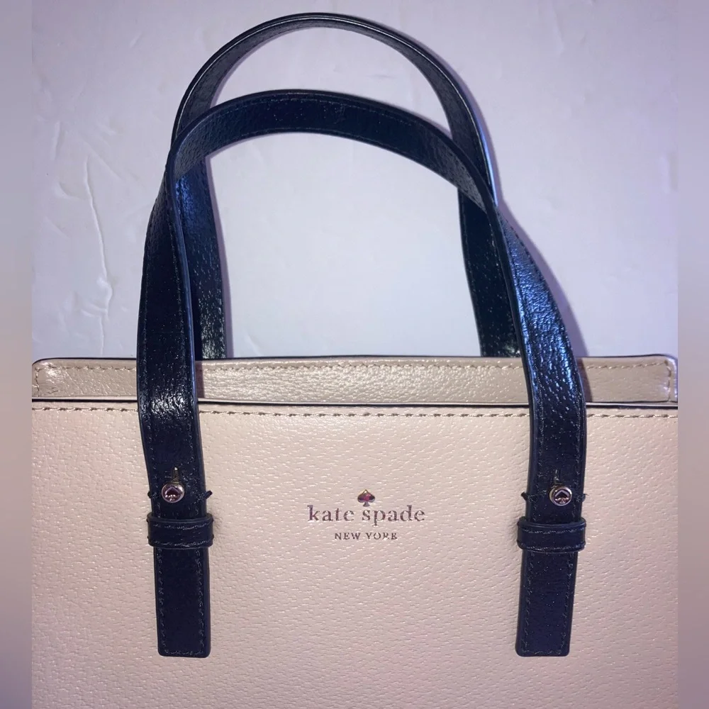 NWOT Kate Spade Hayden St Color Block  Black & Tan Leather Satchel w/Strap - Picture 4 of 15
